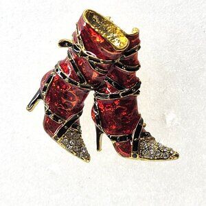 Red Boots Brooch Pin